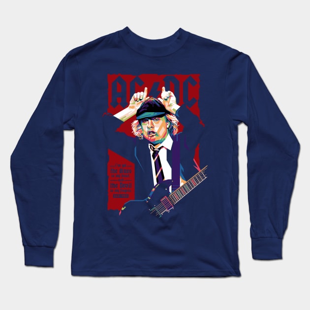 Angus Young WPAP Long Sleeve T-Shirt by BAJAJU